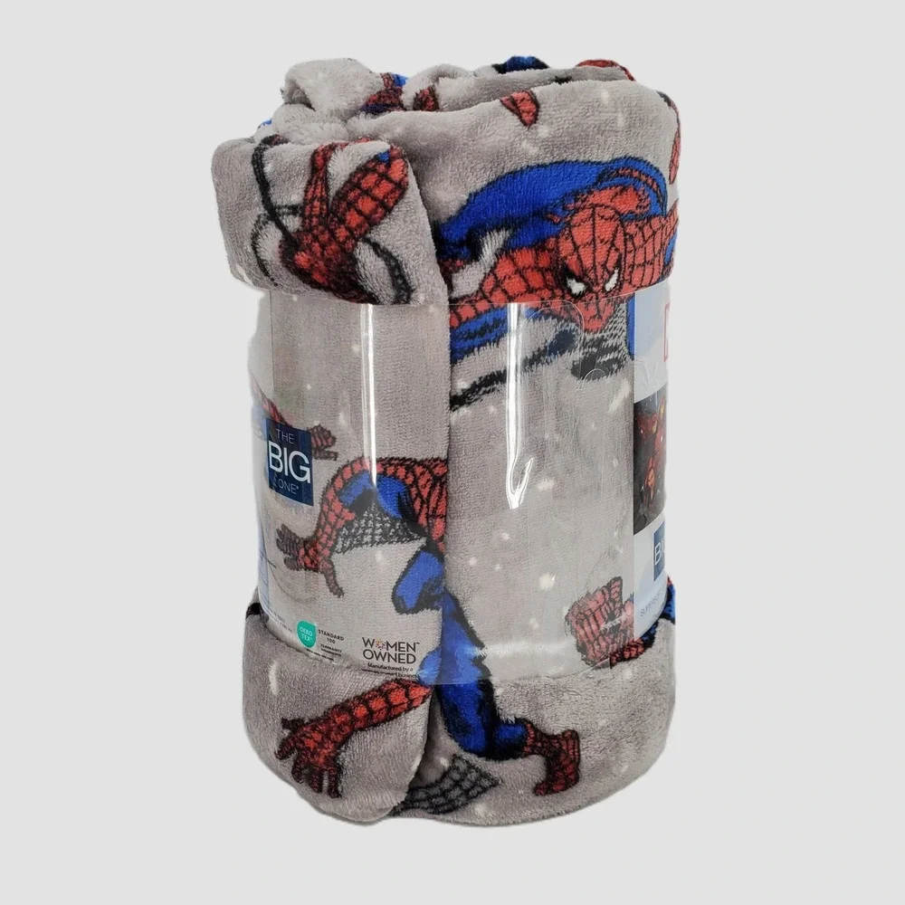 The Big One Marvel SpiderMan Plush Throw Blanket Gray Red‎ Blue 60x72 Oversized